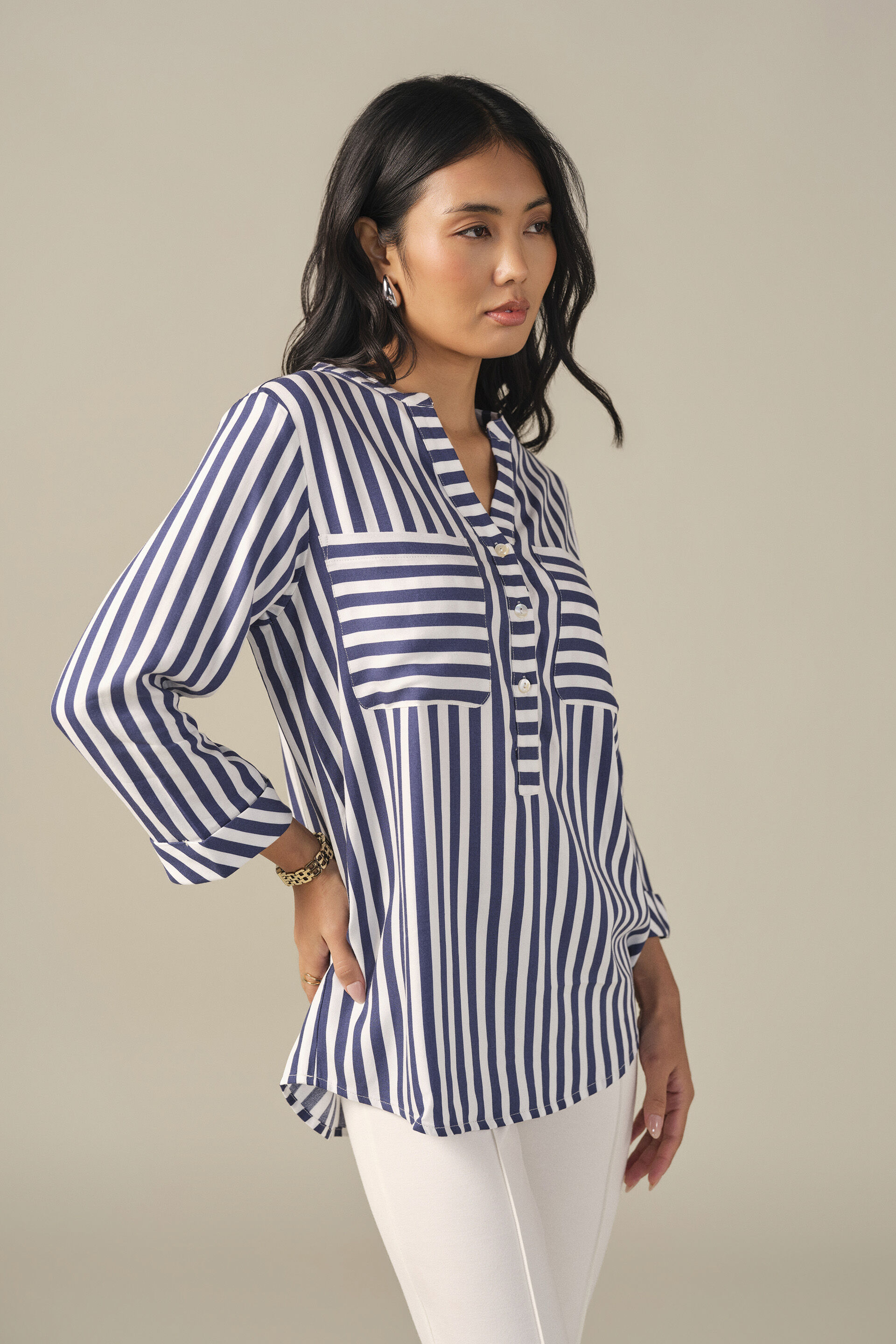 Striped Shirt in Navy, Blue, image 4